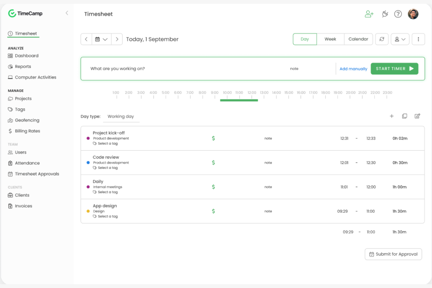 TimeCamp screenshot - De 10 beste tijdregistratiesoftware voor ontwikkelaars beoordeeld in 2026