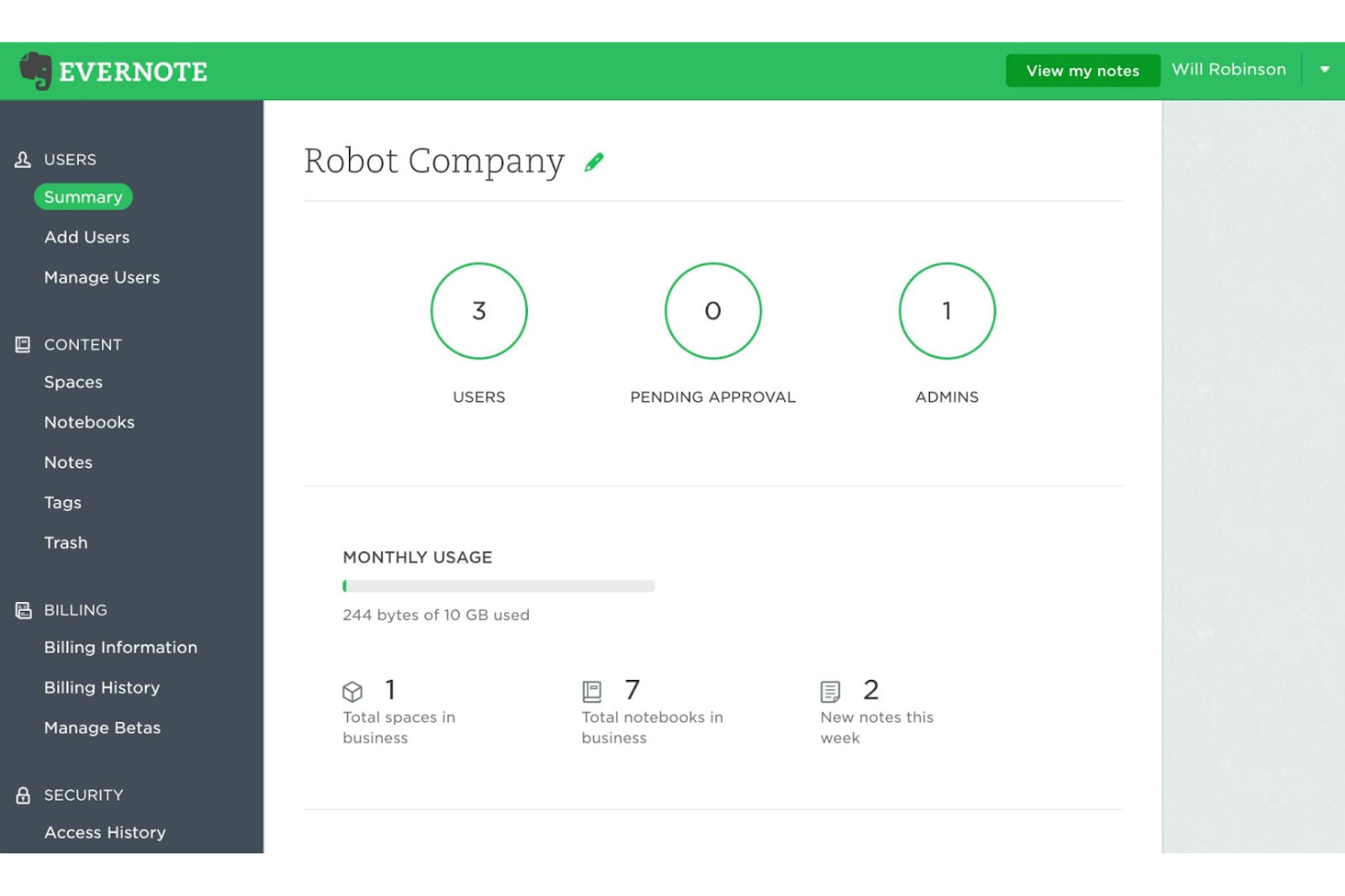 Evernote Teams screenshot - 10 beste alternatieven voor Zoho Projects in 2026