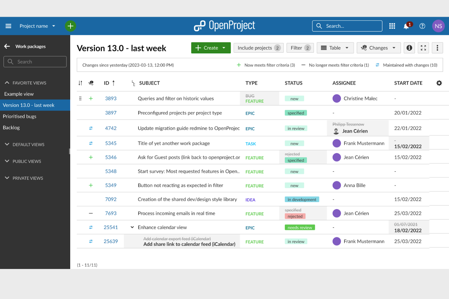 OpenProject screenshot - 10 beste tools voor het beheer van bedrijfsvereisten, beoordeeld in 2026