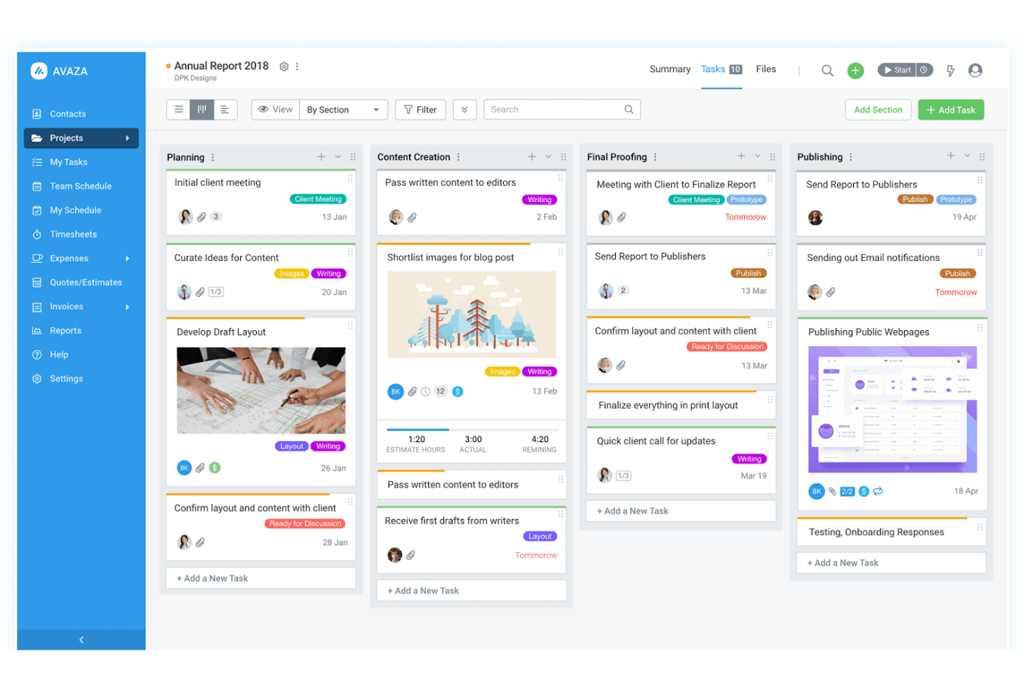 Avaza screenshot - 10 beste projectmanagementsoftware met QuickBooks-integratie