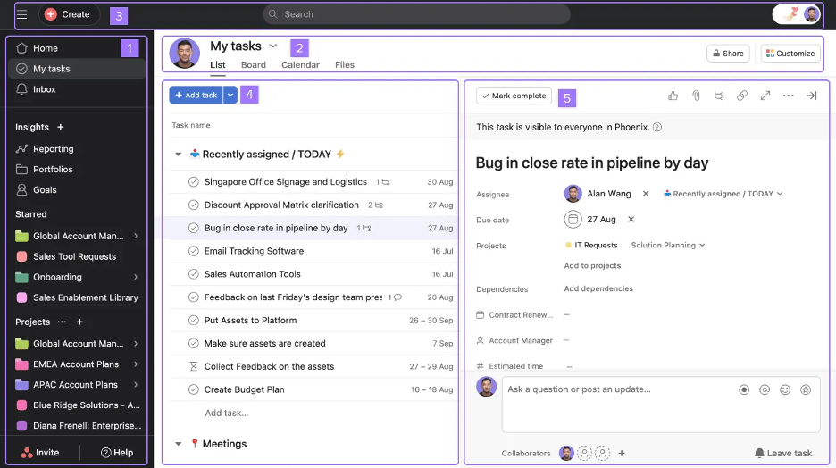 Asana screenshot - 10 beste AI-projectmanagementtools voor bedrijven beoordeeld in 2026