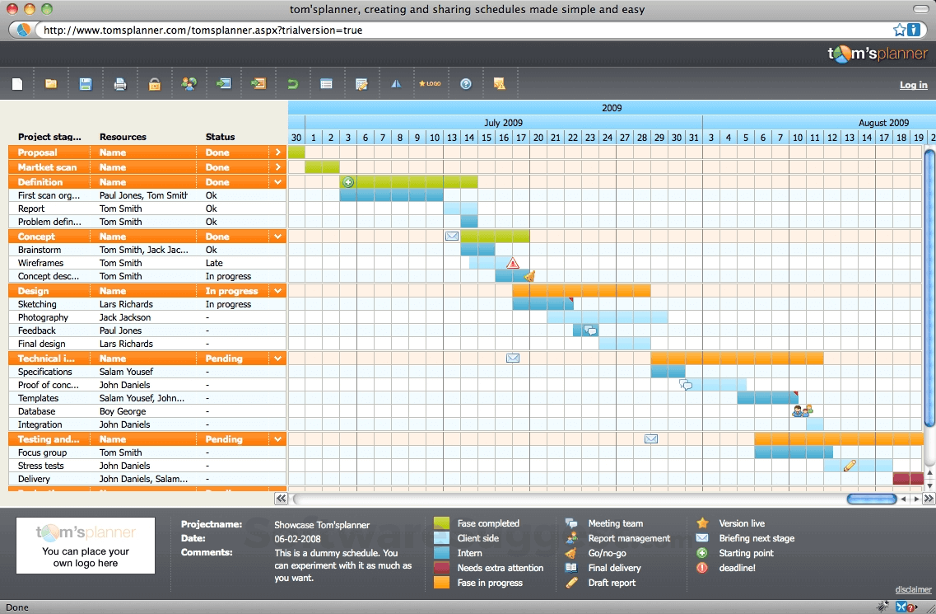 Tom’s Planner screenshot - 10 beste AI-ganttchartmakers beoordeeld in 2026