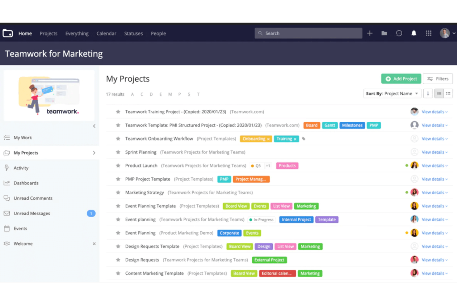 Teamwork.com screenshot - 10 beste projectmanagementsoftware met QuickBooks-integratie