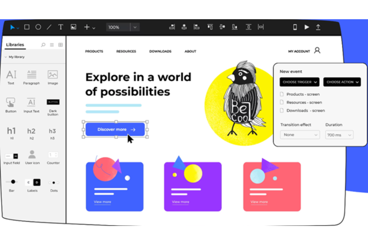 Justinmind screenshot - 10 Beste InVision-alternatieven voor prototypen in 2026