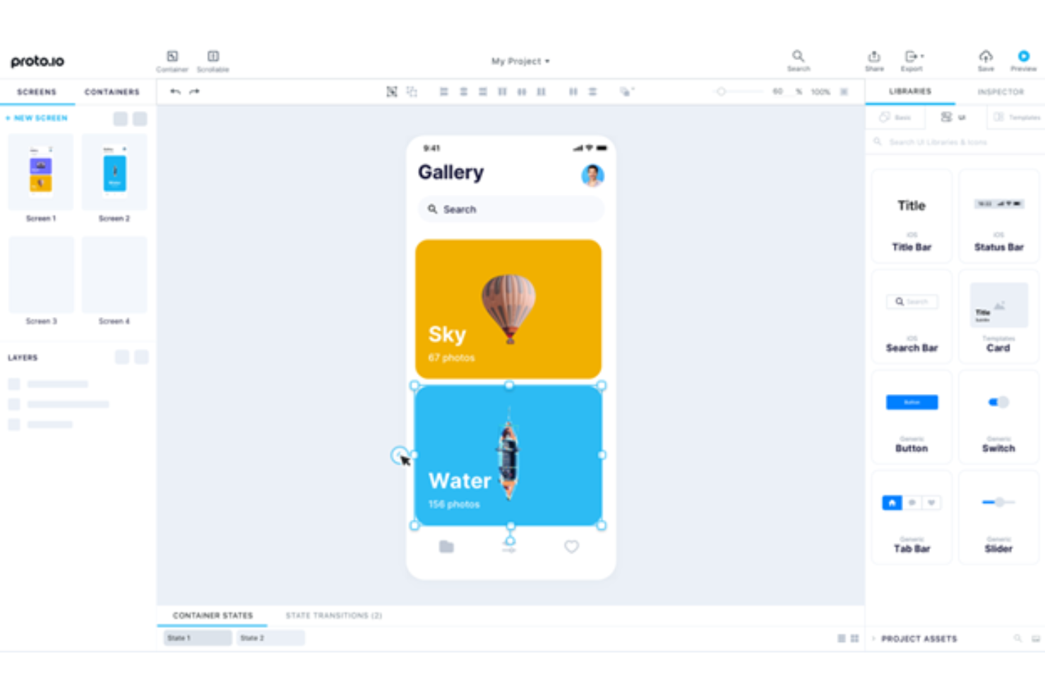 Proto.io screenshot - 10 Beste InVision-alternatieven voor prototypen in 2026