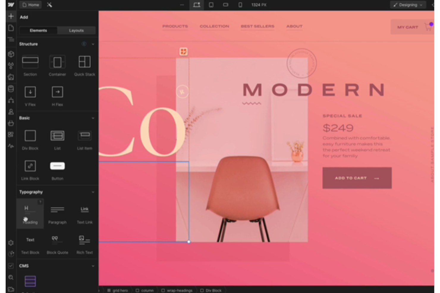 Webflow screenshot - 10 Beste InVision-alternatieven voor prototypen in 2026