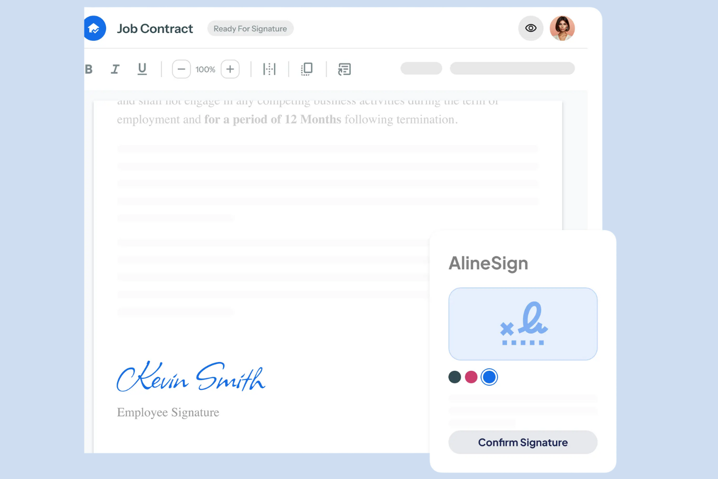 Aline screenshot - 10 beste AI-software voor elektronische handtekeningen beoordeeld in 2026