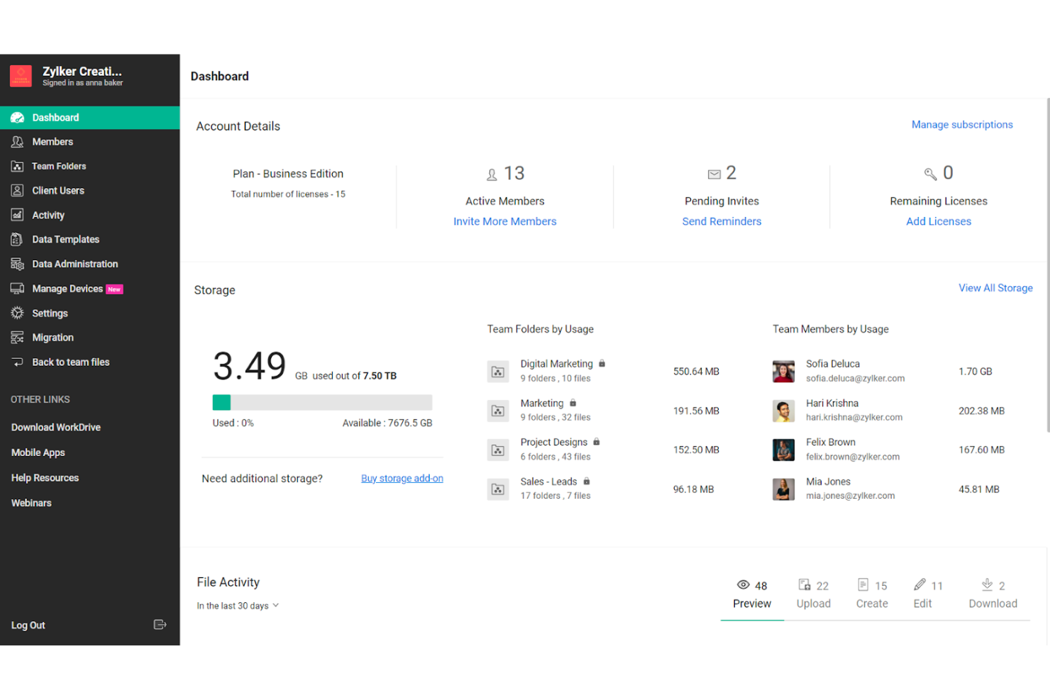 Zoho WorkDrive screenshot - 10 beste AI-software voor documentbeheer beoordeeld in 2026