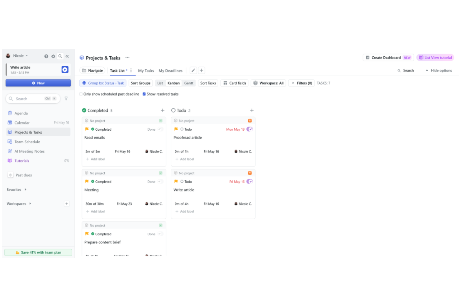 Motion AI screenshot - 10 beste projectmanagementsoftware voor zelfstandigen 2026