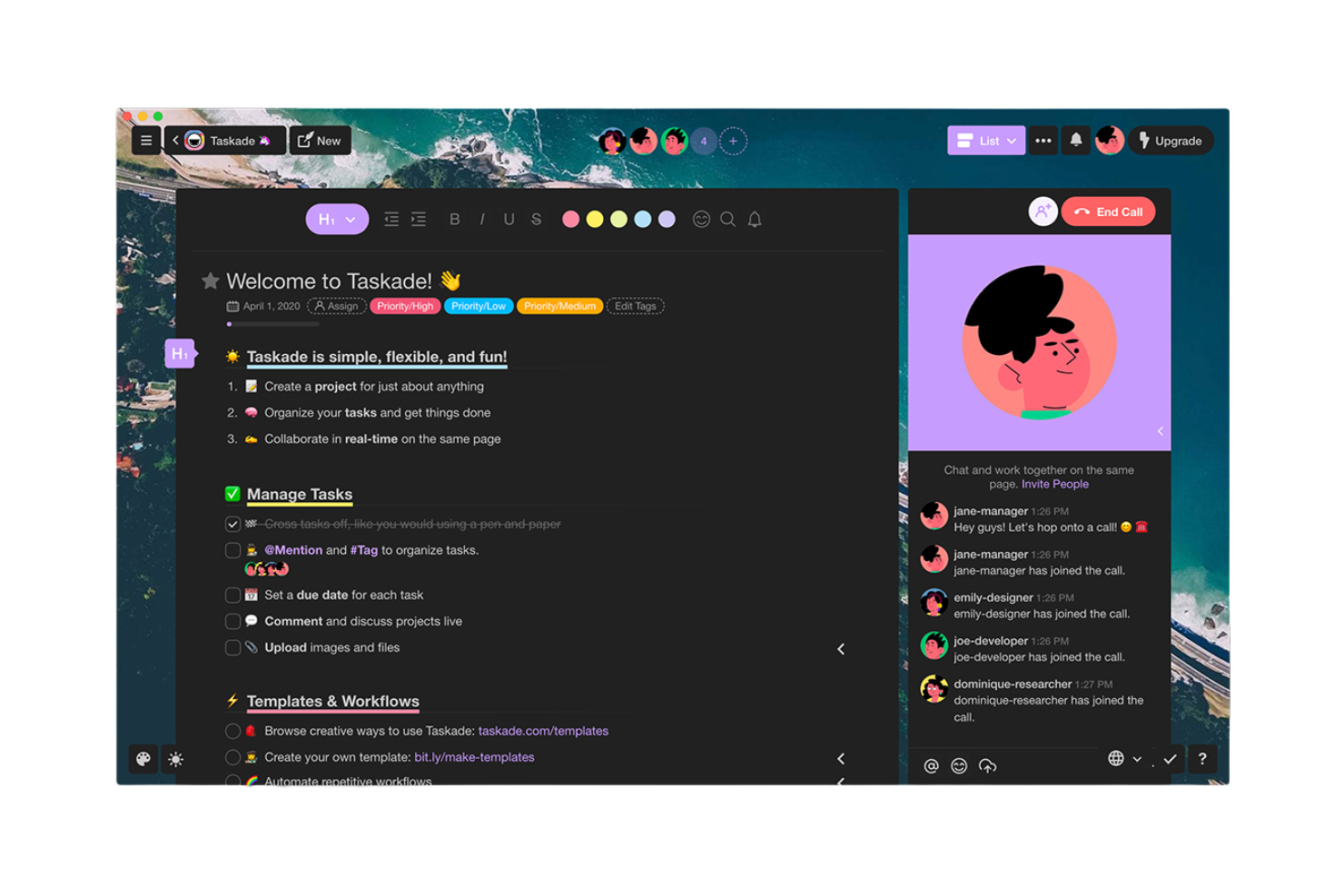 Taskade screenshot - De 10 beste gratis softwareprogramma’s voor taakbeheer met AI beoordeeld in 2026
