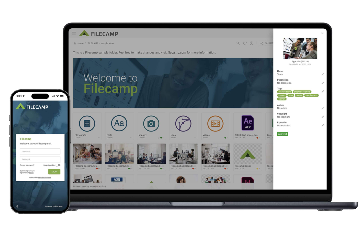 Filecamp screenshot - 10 beste AI-tools voor digitaal activabeheer beoordeeld in 2026