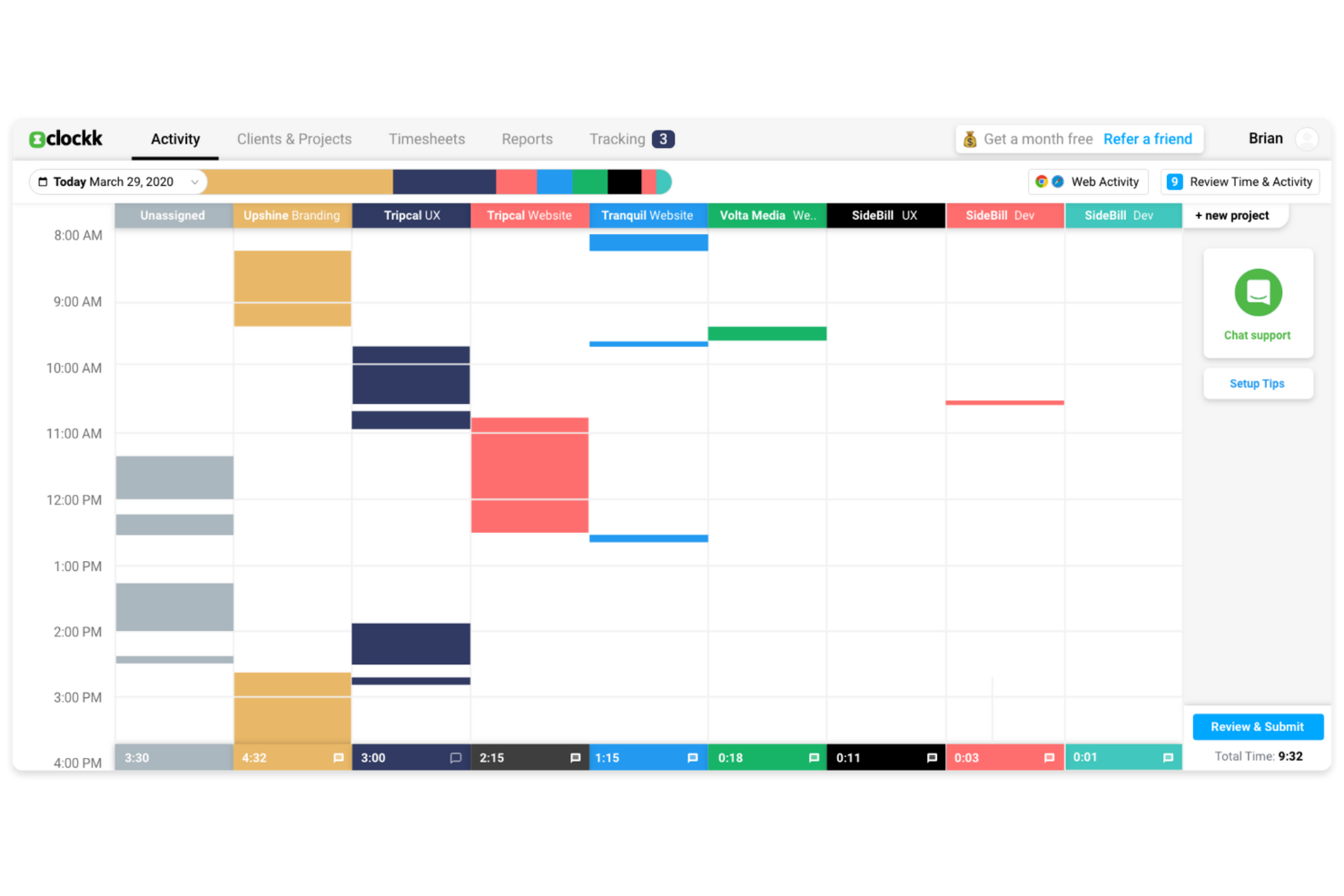 Clockk screenshot - 10 beste AI-tijdregistratiesoftware beoordeeld in 2026