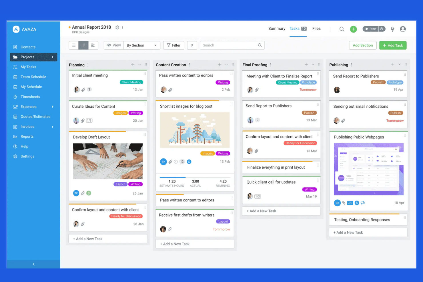 Avaza screenshot - 10 beste software voor bouwprojectbeheer die met Xero werkt, beoordeeld in 2026