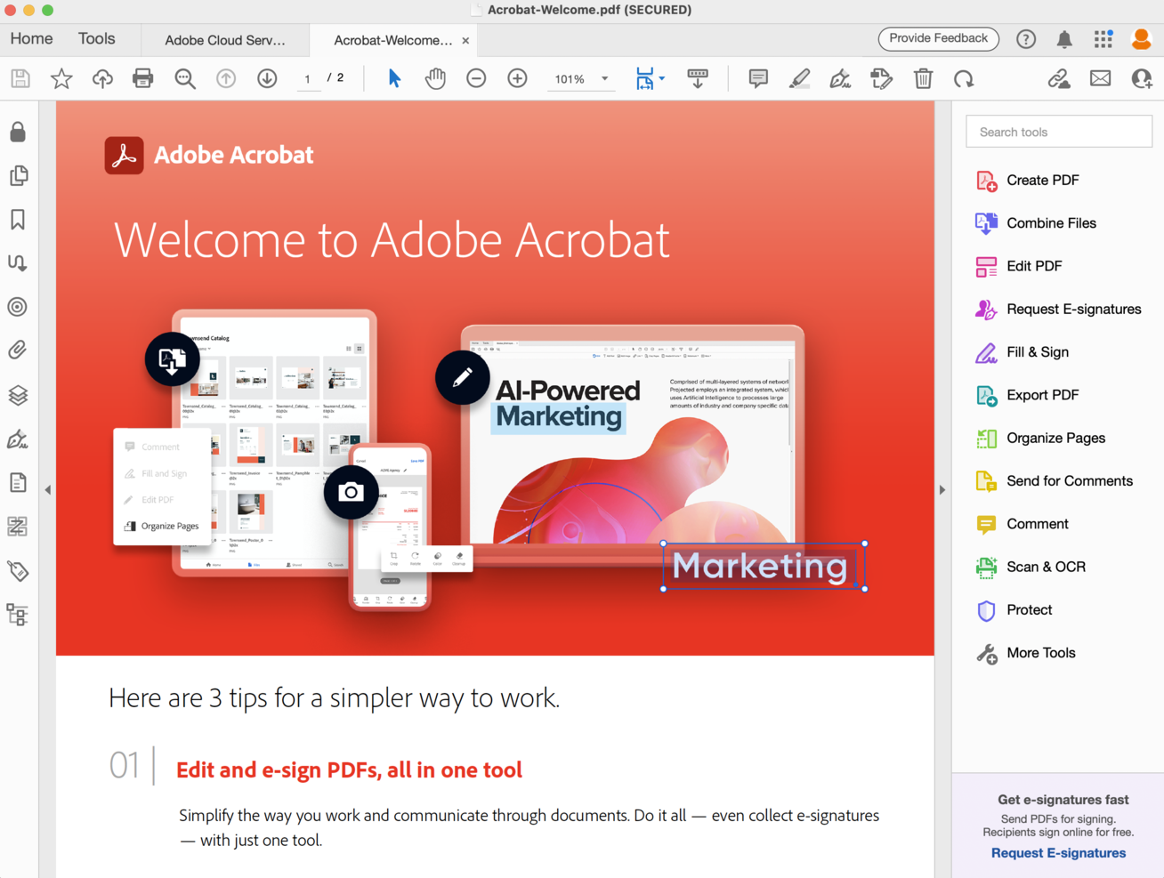 Adobe Acrobat screenshot - 10 beste gratis software voor e-handtekeningen beoordeeld in 2026