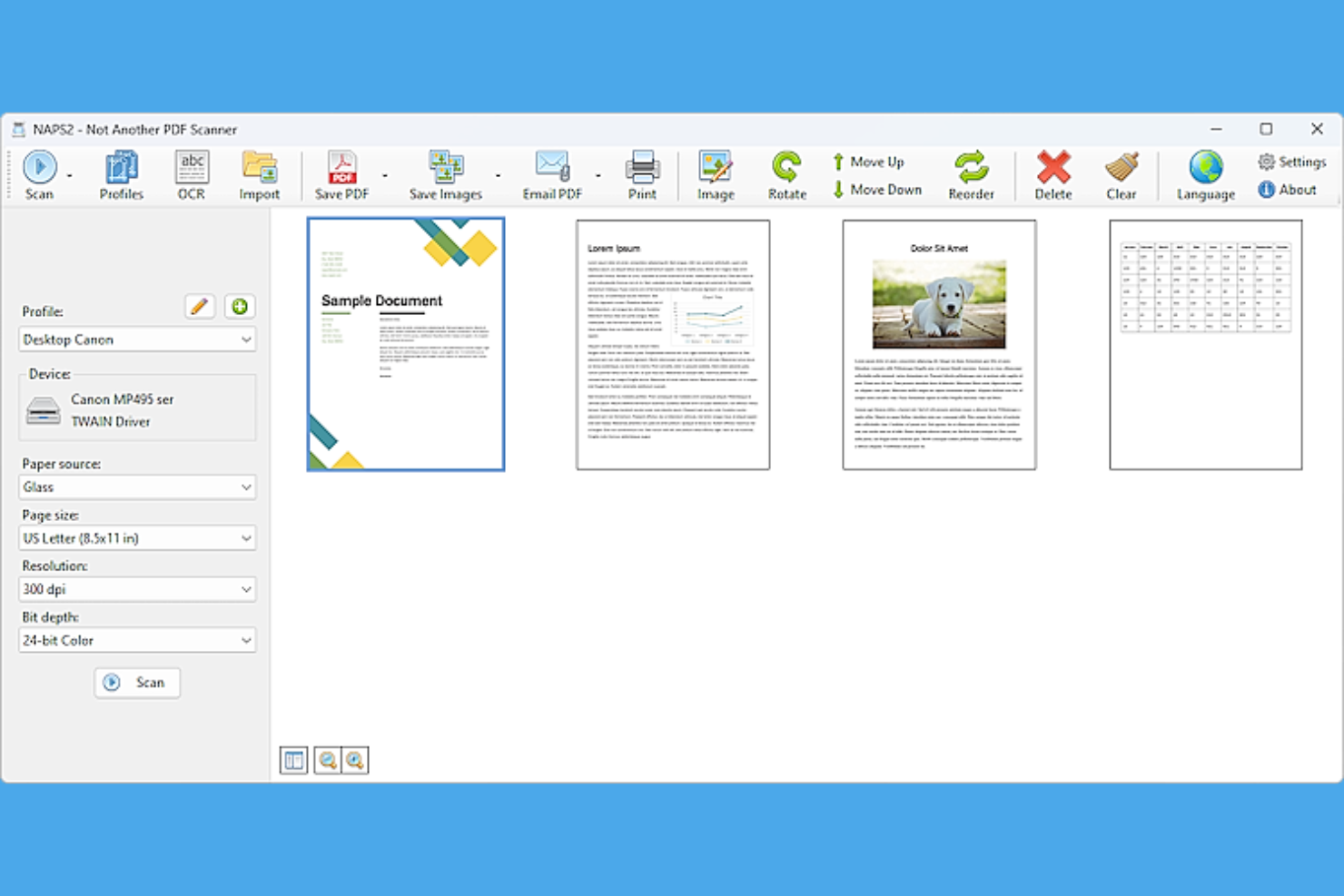 NAPS2 screenshot - De 10 beste softwareprogramma’s voor documentscanning beoordeeld in 2026