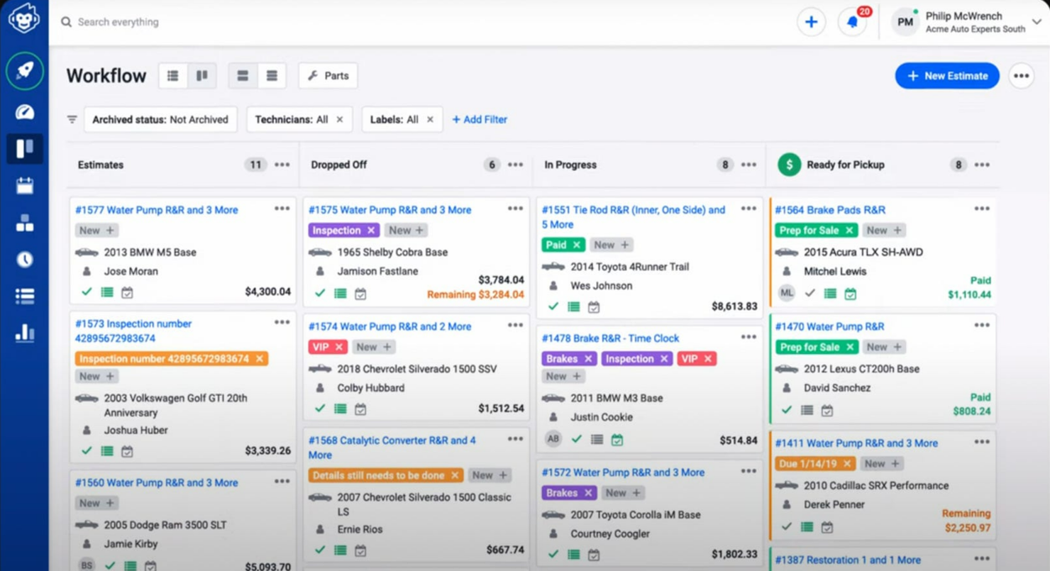 Shopmonkey screenshot - 10 Beste software voor projectmanagement in de automobielsector voor 2026