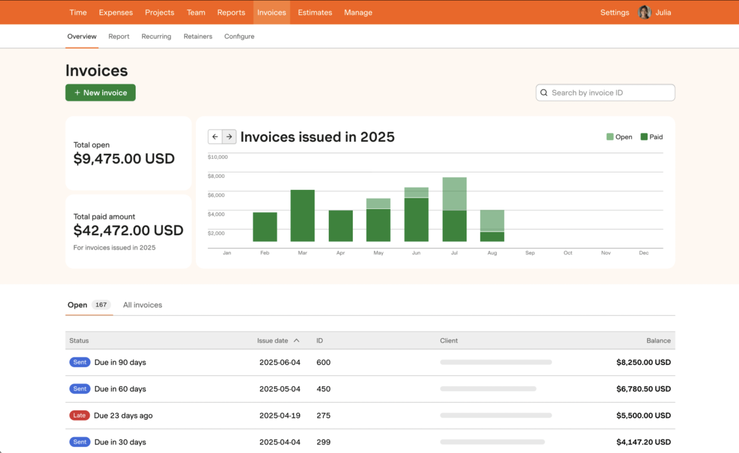 Harvest screenshot - 10 beste software voor tijdregistratie in de bouw in 2026