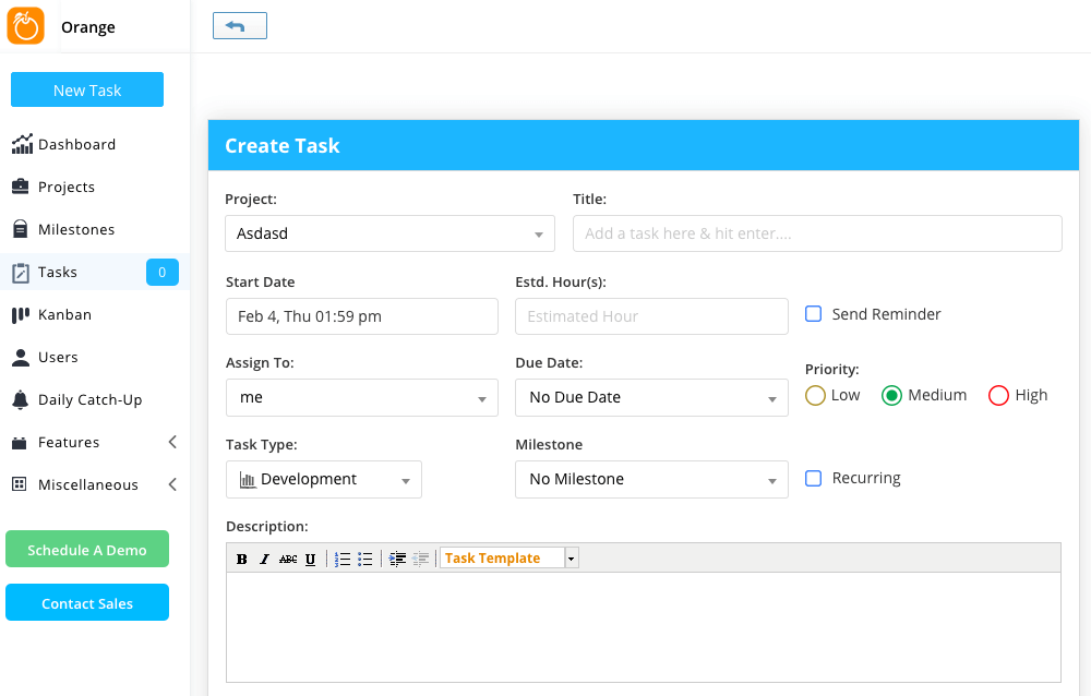 Orangescrum screenshot - 10 beste open source software voor resourcebeheer voor 2026