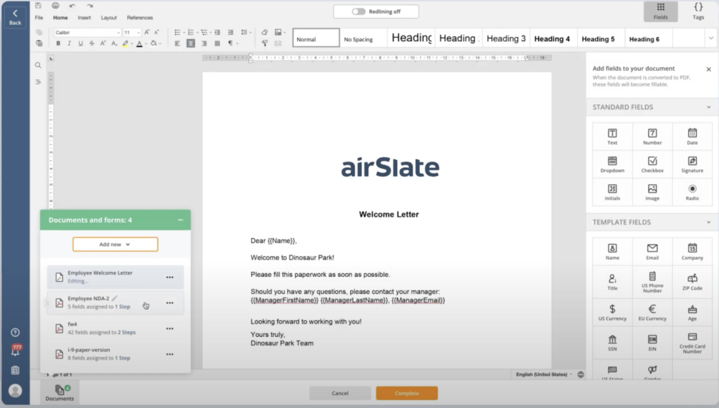 airSlate screenshot - 10 beste gratis software voor documentbeheer beoordeeld in 2026