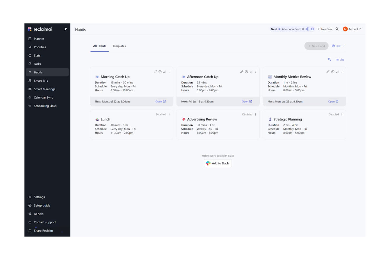 Reclaim screenshot - 10 beste AI-planningsassistenten beoordeeld in 2026