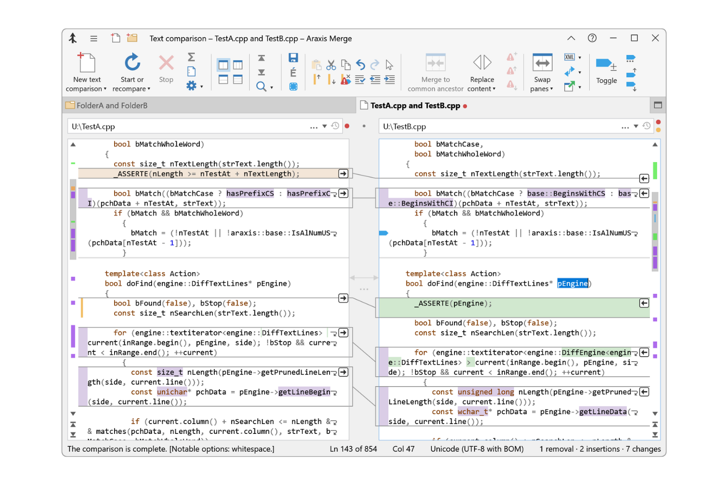 Araxis Merge screenshot - 10 beste software voor documentvergelijking beoordeeld in 2026