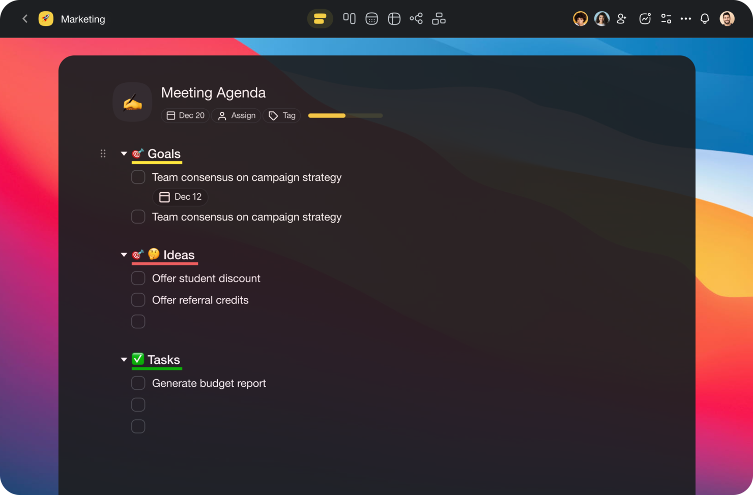 Taskade screenshot - 10 beste AI-stroomdiagramgeneratoren beoordeeld in 2026