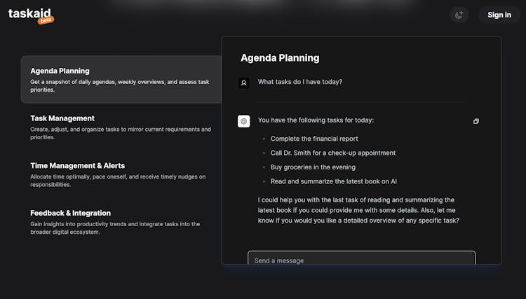 Taskaid screenshot - 10 beste software voor AI-taakbeheer beoordeeld in 2026