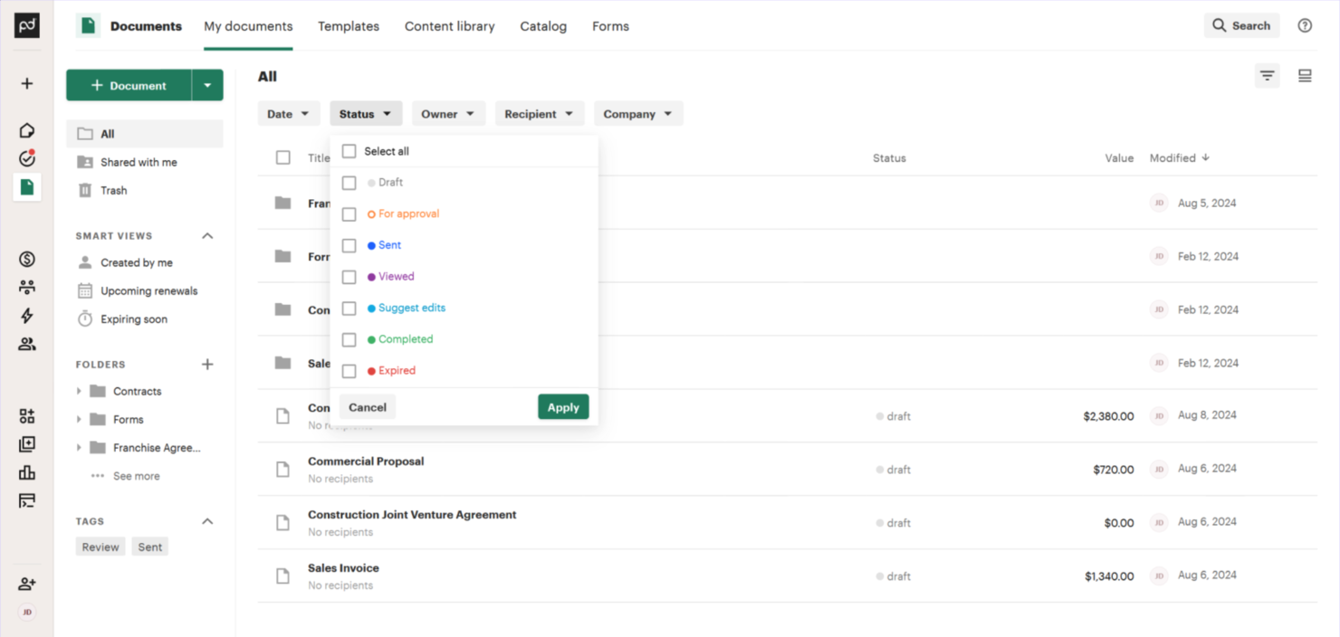 PandaDoc screenshot - 10 beste softwareoplossingen voor documentgeneratie beoordeeld in 2026