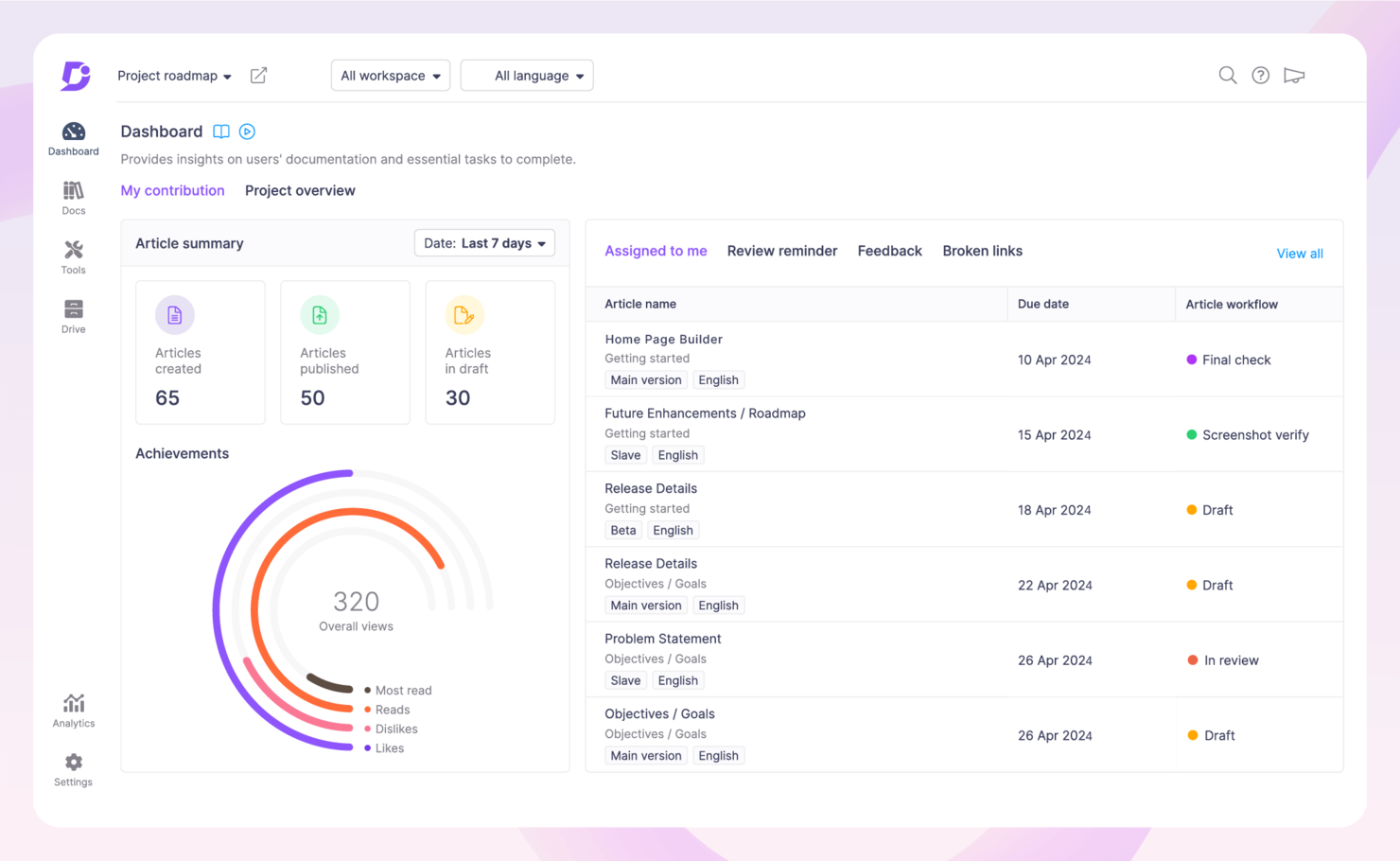 Document360 screenshot - 10 beste alternatieven voor Confluence voor kennisbeheer in 2026