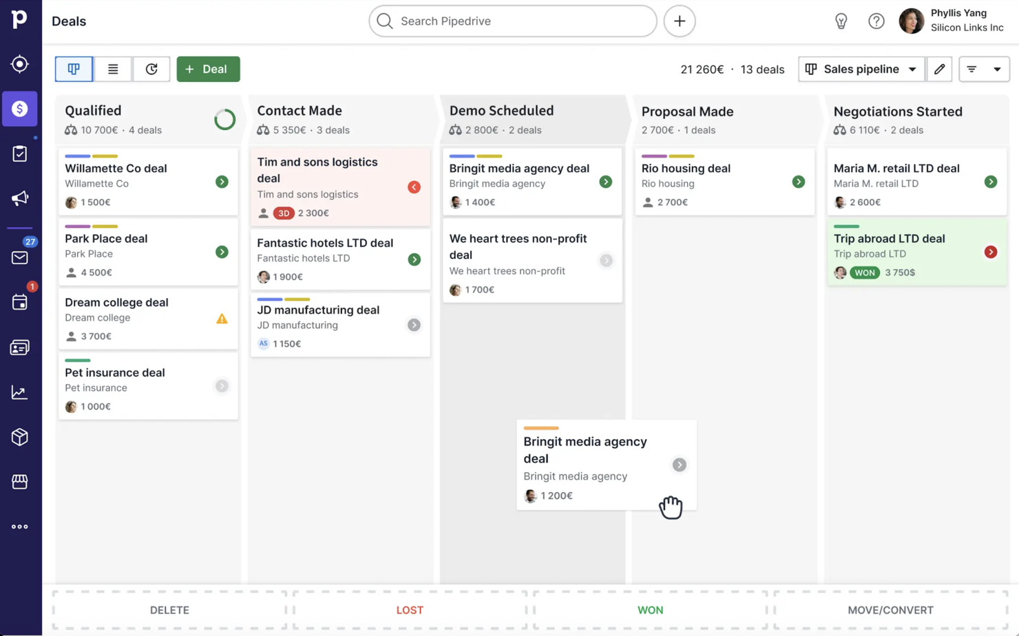 Pipedrive CRM screenshot - 10 beste softwareoplossingen voor klantbeheer beoordeeld in 2026