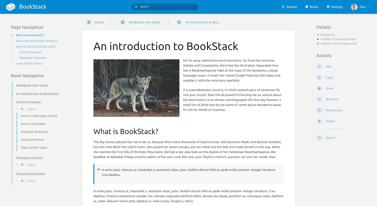 BookStack screenshot - 10 beste alternatieven voor Confluence voor kennisbeheer in 2026