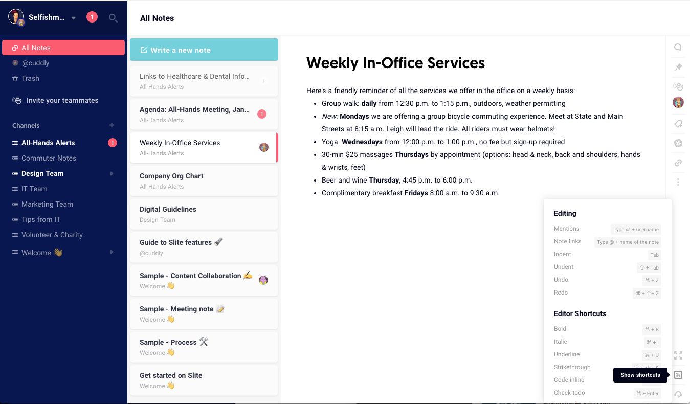 Slite screenshot - 10 beste alternatieven voor Confluence voor kennisbeheer in 2026