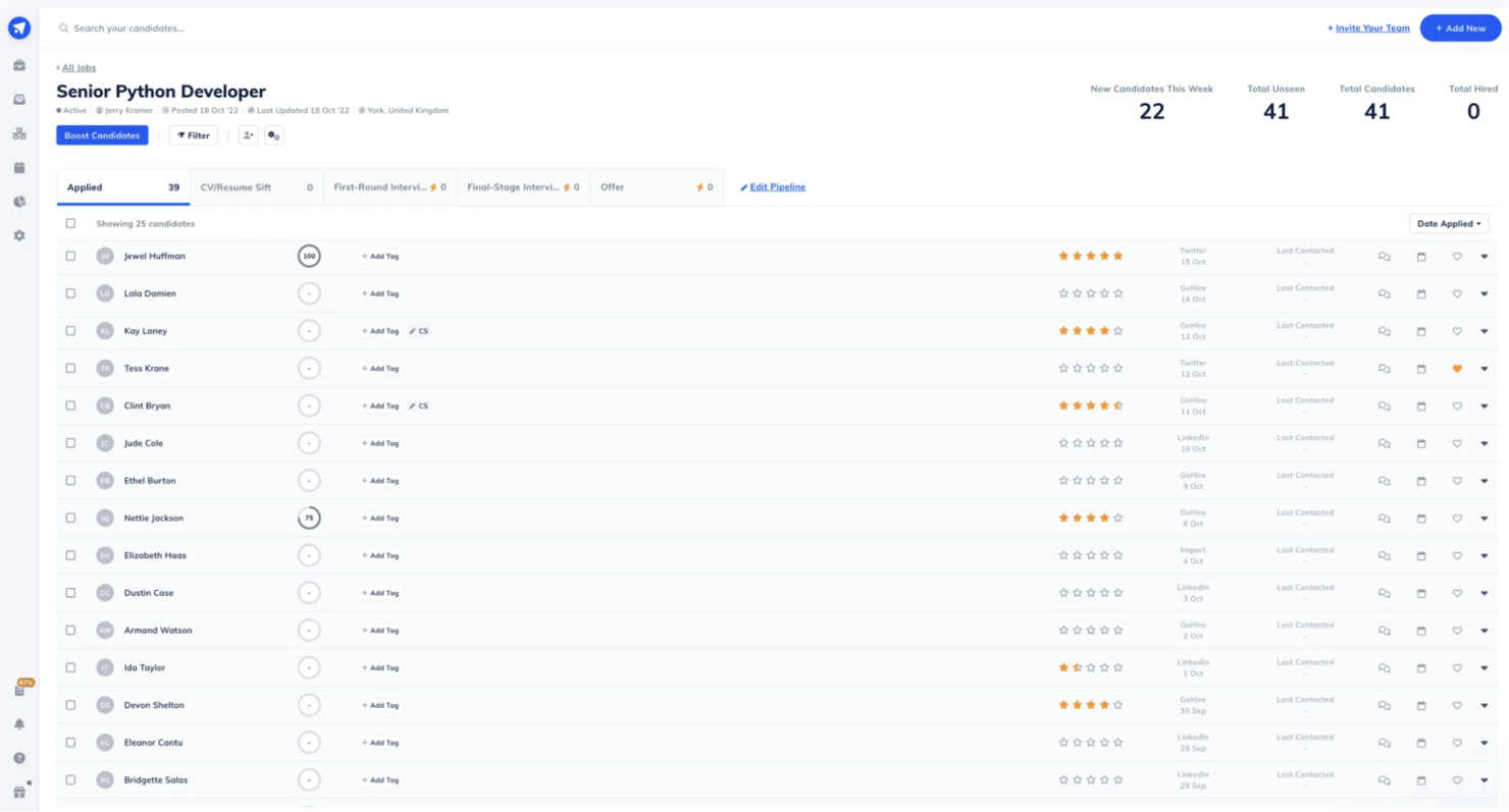 GoHire screenshot - 10 beste software voor uitzendbureaus beoordeeld in 2026