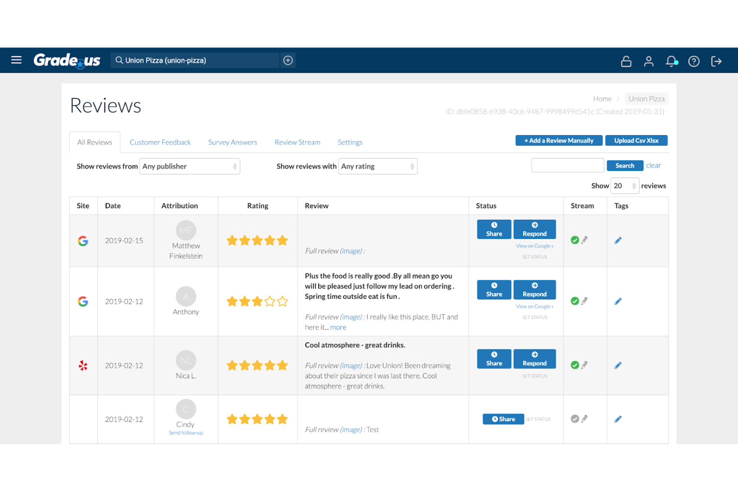 Grade.us screenshot - 10 beste software voor reputatiebeheer voor bureaus 2026