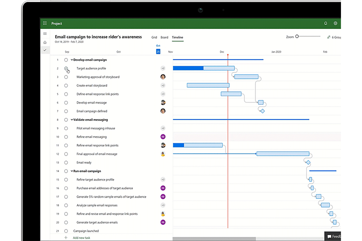 Microsoft Project screenshot - 10 beste Avaza-alternatieven voor projectteams in 2026