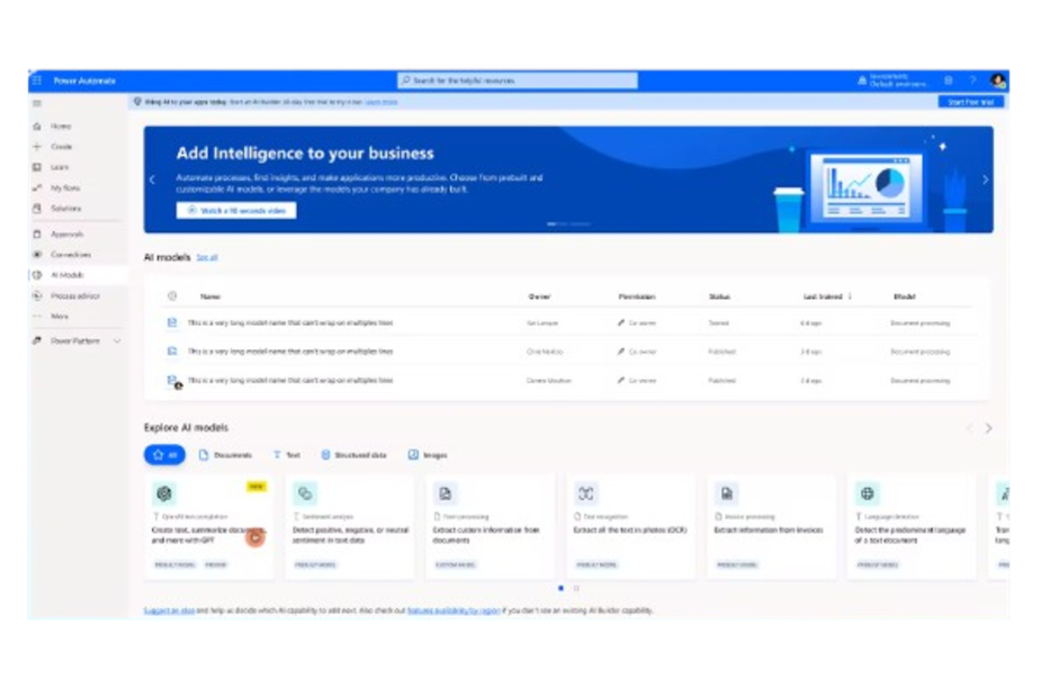 Microsoft Power Automate screenshot - 10 beste intelligente AI-documentverwerkingssoftware van 2026