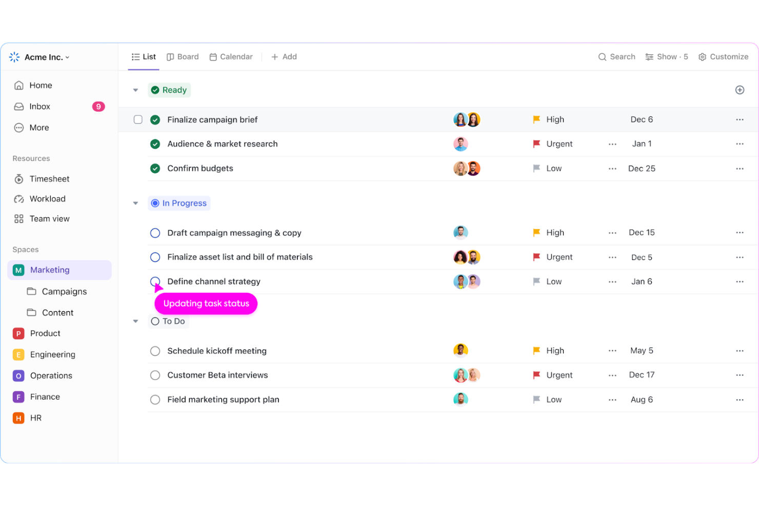 ClickUp screenshot - 10 beste Avaza-alternatieven voor projectteams in 2026