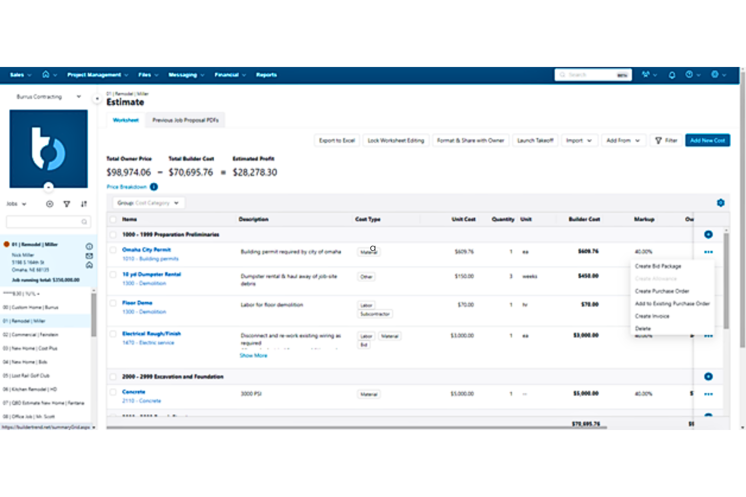 Buildertrend screenshot - 10 beste projectmanagementsoftware voor onderaannemers voor 2026