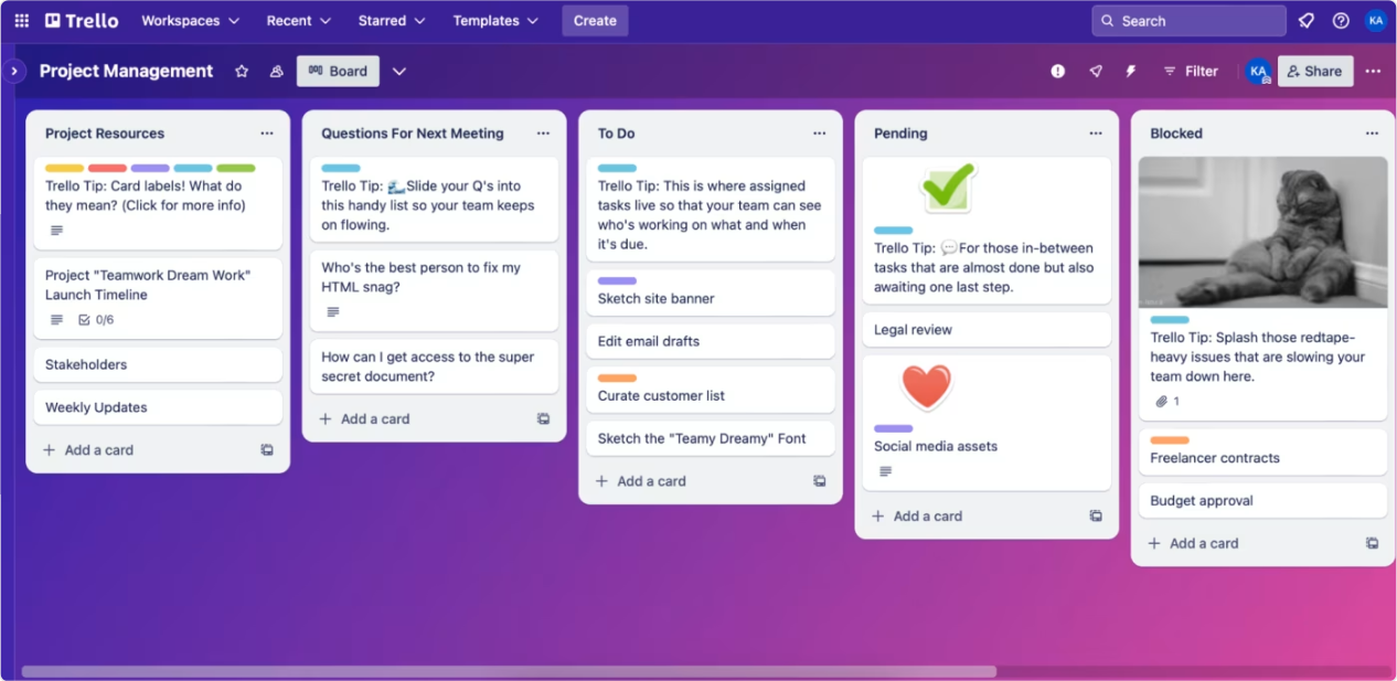 Trello screenshot - 10 beste gratis software om klanten bij te houden in 2026