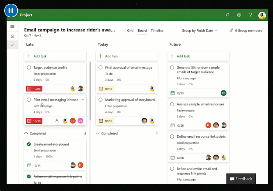 Microsoft Project screenshot - 10 beste projectmanagementdashboards voor grote organisaties in 2026