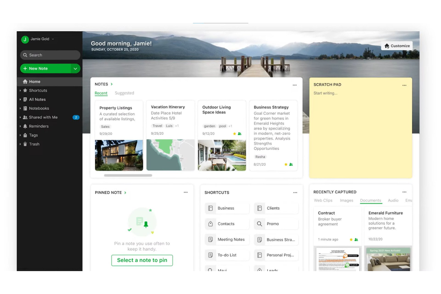 Evernote screenshot - 10 beste tools voor documentsamenwerking beoordeeld in 2026