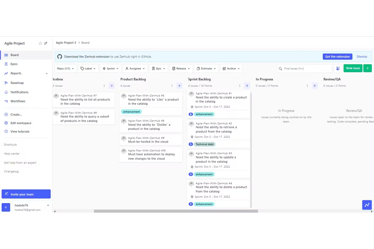 Zenhub screenshot - 10 beste agile dashboards beoordeeld in 2026