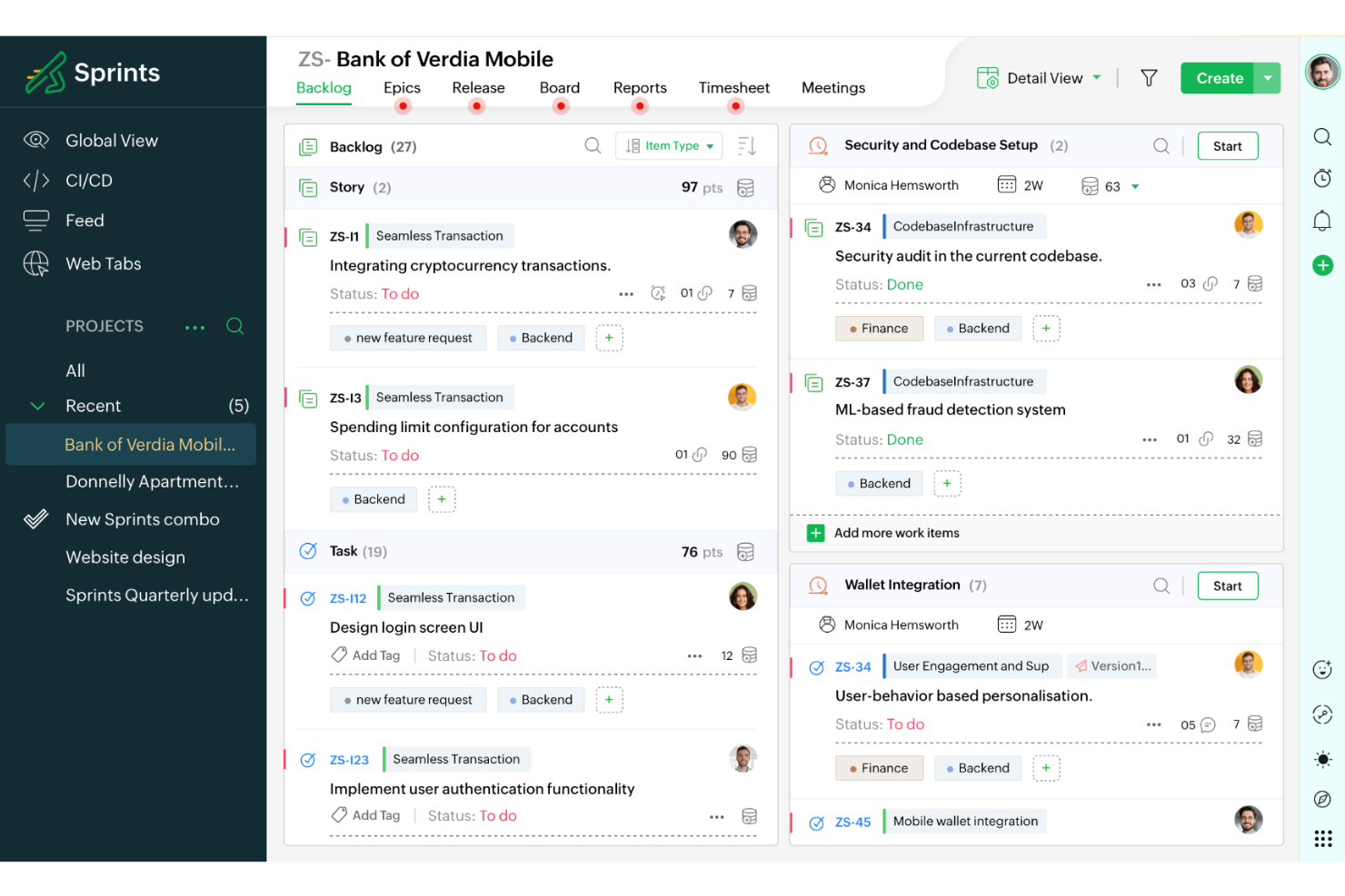 Zoho Sprints screenshot - 10 beste software voor agile management beoordeeld in 2026