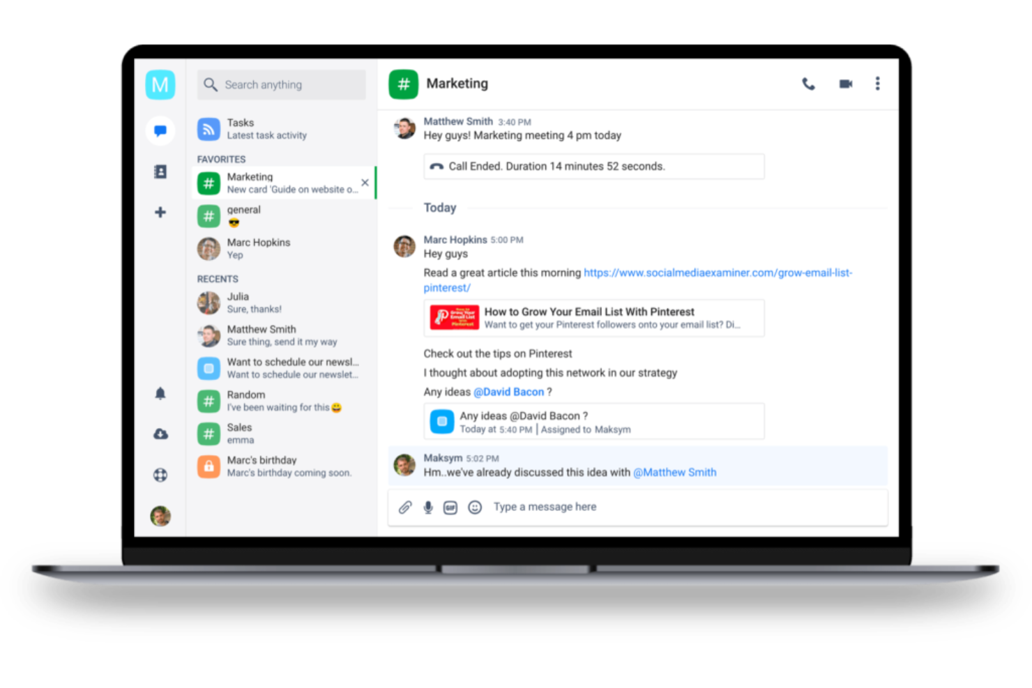Chanty screenshot - 10 beste samenwerkingstools voor ondernemingen beoordeeld in 2026