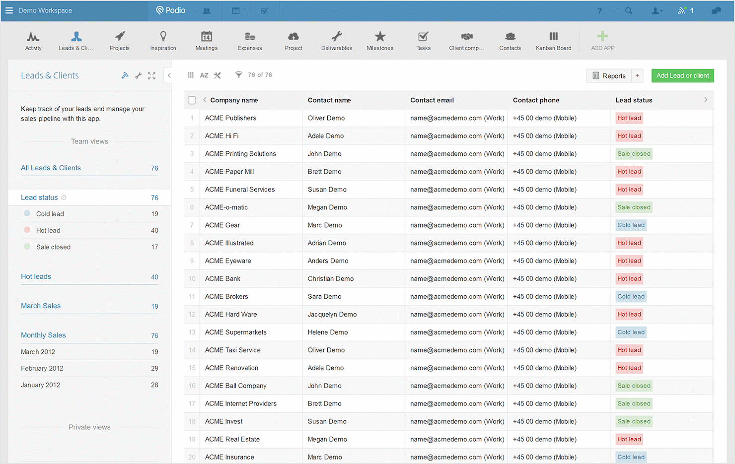Podio screenshot - 10 beste projectmanagementsoftware voor non-profitorganisaties van 2026