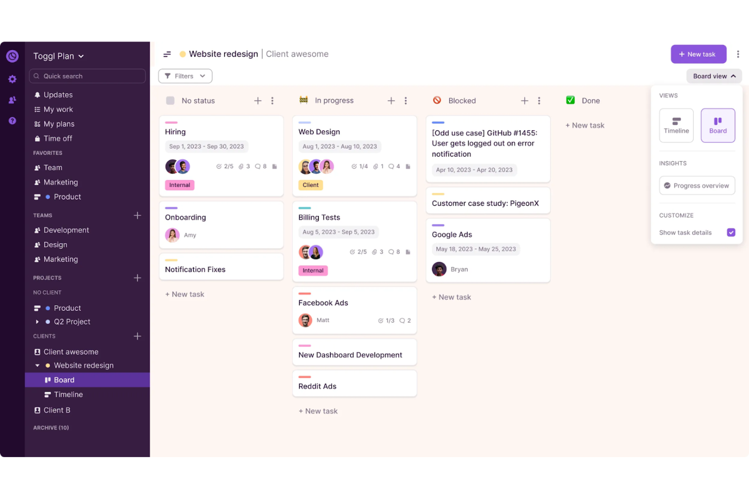Toggl Plan screenshot - 10 Beste software voor projectmanagement van public relations 2026