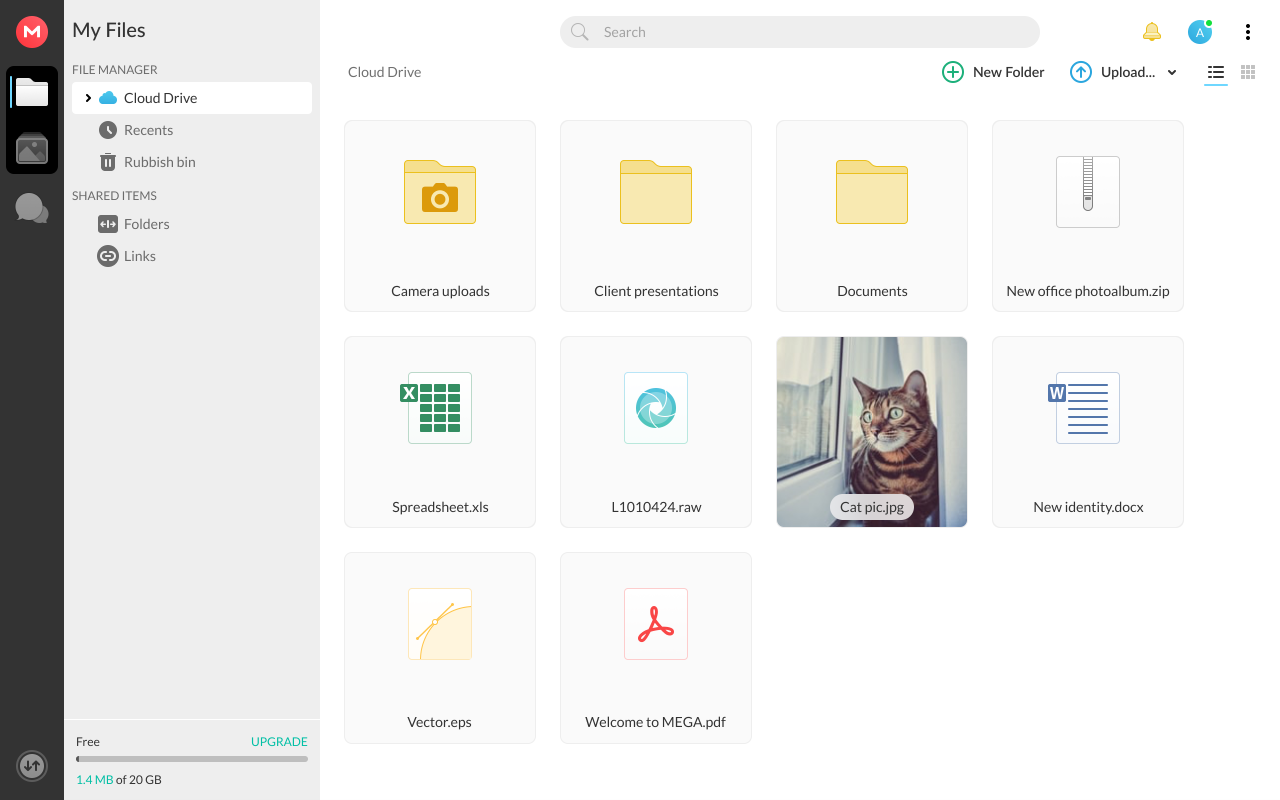MEGA screenshot - De 10 beste software voor bestandssynchronisatie beoordeeld in 2026