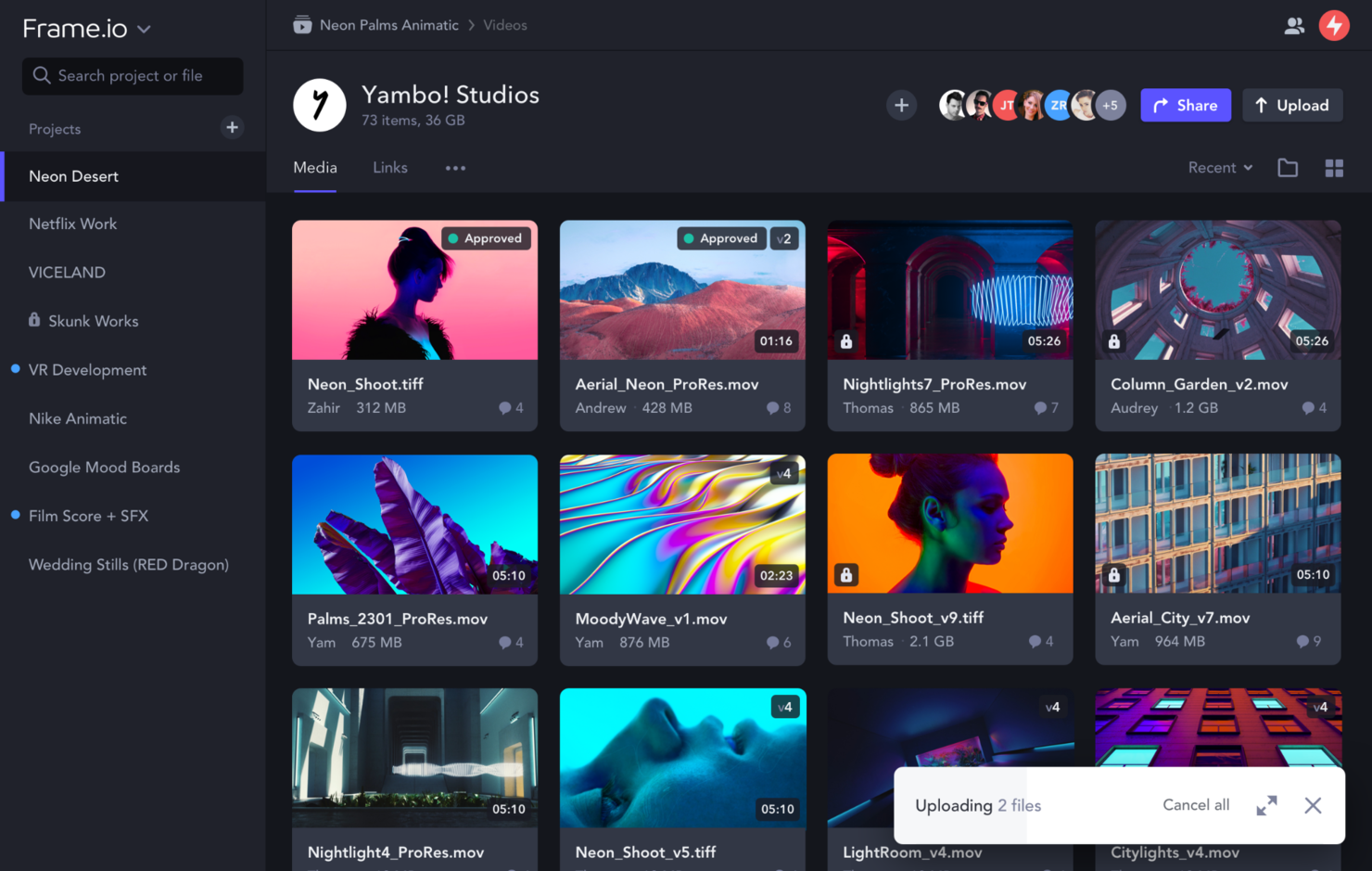 Frame.io screenshot - 10 beste projectmanagementsoftware voor videoproductie