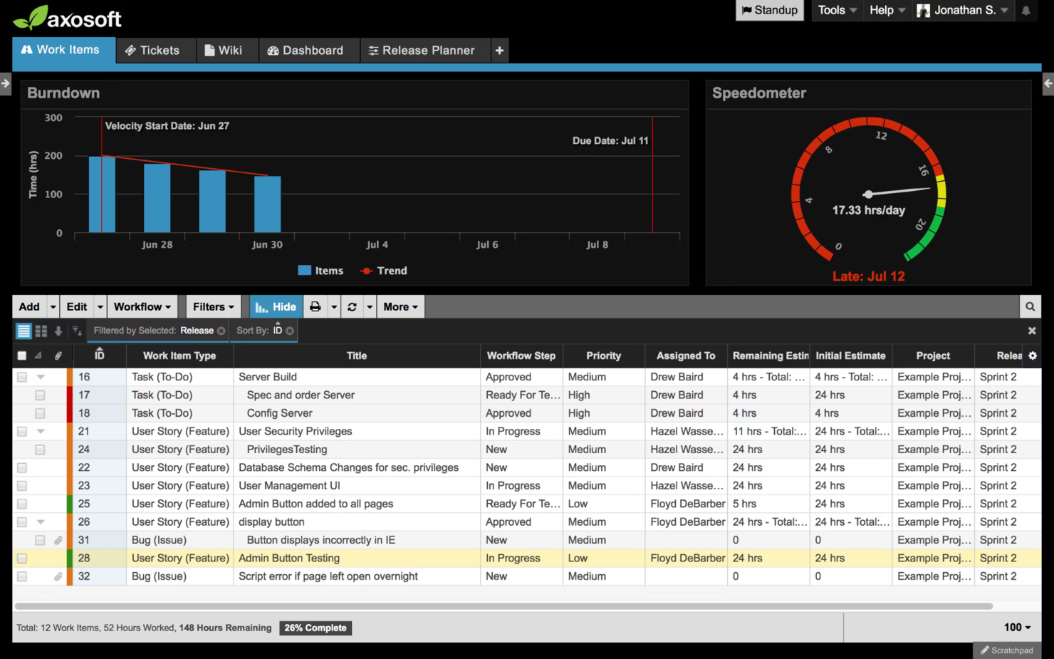 Axosoft screenshot - 10 beste tools voor agile-voortgangsregistratie beoordeeld in 2026