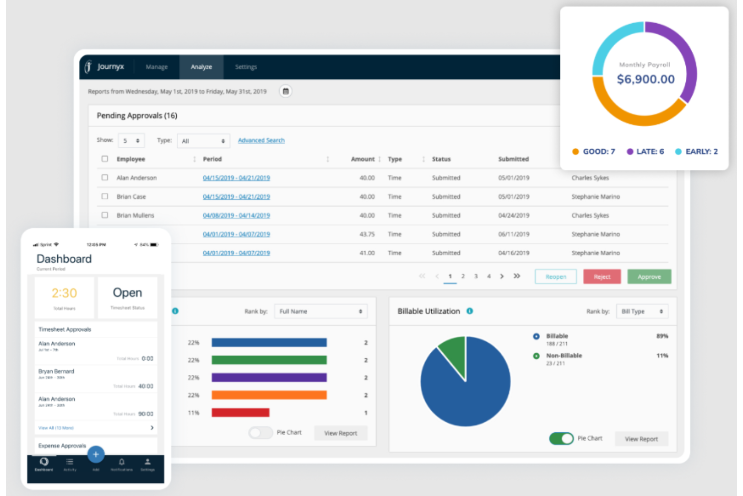 Journyx screenshot - 10 beste alternatieve tools voor ClickTime voor tijdregistratie in 2026
